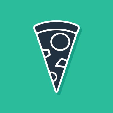 Yeşil arka planda izole edilmiş mavi dilim pizza ikonu. Vektör İllüstrasyonu