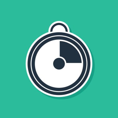 Mavi Mutfak zamanlayıcı simgesi yeşil arkaplanda izole edildi. Mutfak aletleri. Vektör İllüstrasyonu