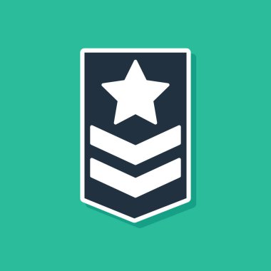 Yeşil arkaplanda mavi sembol izole edildi. Askeri rozet işareti. Vektör İllüstrasyonu