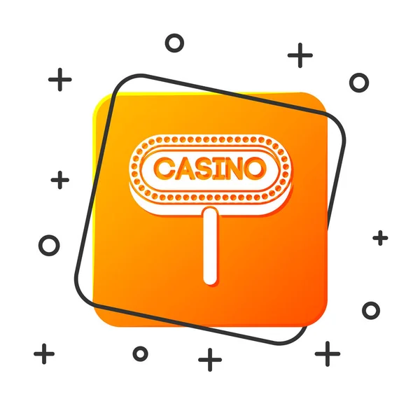 Ikona tablicy sygnalizacyjnej White Casino odizolowana na białym tle. Pomarańczowy przycisk. Ilustracja wektora — Wektor stockowy
