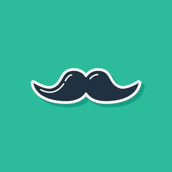 Blue Mustache icon isolated on green background. Barbershop symbol. Facial hair style. Vector Illustration — Stock vektor