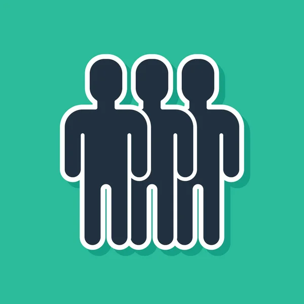 Icono de grupo Usuarios azules aislado sobre fondo verde. Icono de grupo de personas. Símbolo avatar de negocios - icono de perfil de los usuarios. Ilustración vectorial — Archivo Imágenes Vectoriales