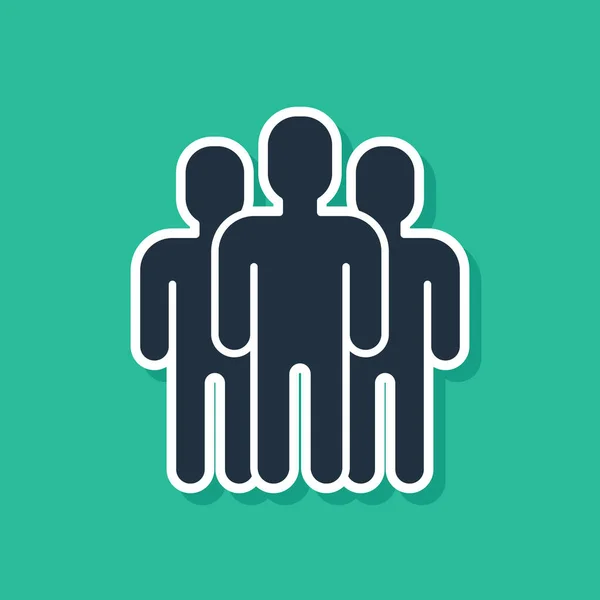 Icono de grupo Usuarios azules aislado sobre fondo verde. Icono de grupo de personas. Icono de perfil de usuarios de avatar de negocios. Ilustración vectorial — Vector de stock