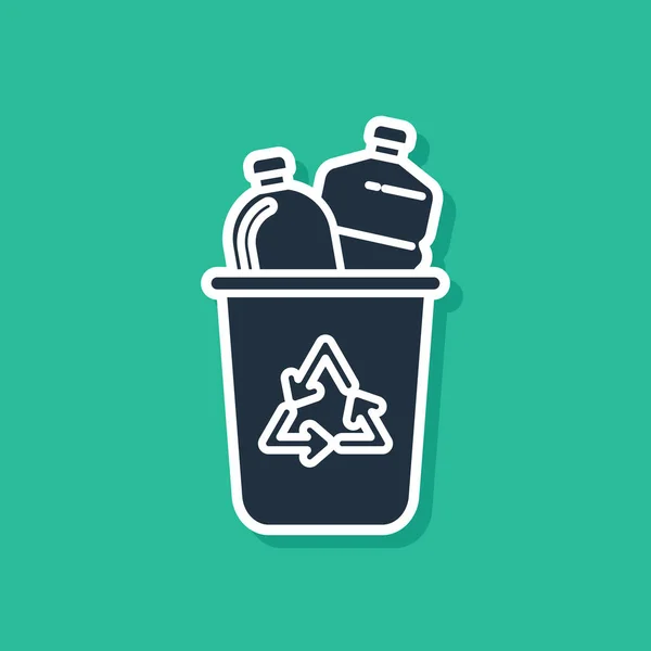 Blue Recycle bin s ikonou recyklačního symbolu izolovanou na zeleném pozadí. Ikona popelnice. Popelnice. Značka Koš na recyklaci. Vektorová ilustrace — Stockový vektor