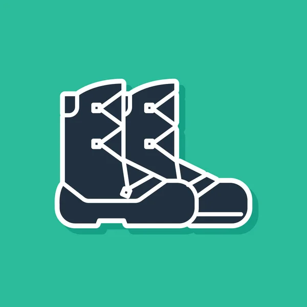 Icono de botas azules aislado sobre fondo verde. Ilustración vectorial — Archivo Imágenes Vectoriales