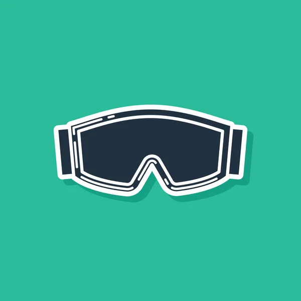 Gafas de esquí azul icono aislado sobre fondo verde. Deporte extremo. Equipamiento deportivo. Ilustración vectorial — Archivo Imágenes Vectoriales