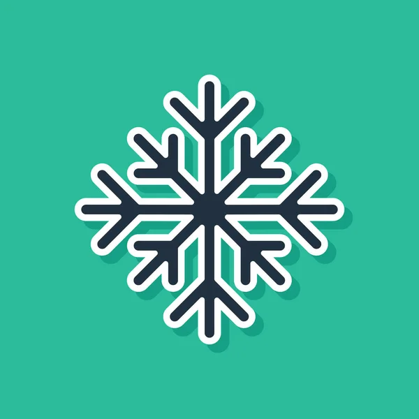 Blauwe Sneeuwvlok pictogram geïsoleerd op groene achtergrond. Vector Illustratie — Stockvector