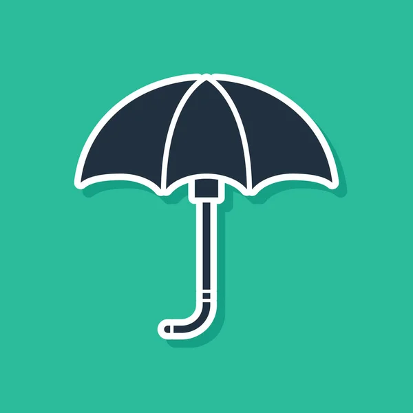 Blue Classic elegant opened umbrella icon isolated on green background. Rain protection symbol. Vector Illustration — Stock Vector