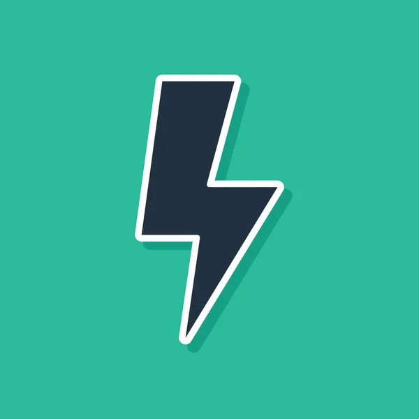 Blue Lightning bolt icon isolated on green background. Flash sign. Charge flash icon. Thunder bolt. Lighting strike. Vector Illustration — Stock Vector