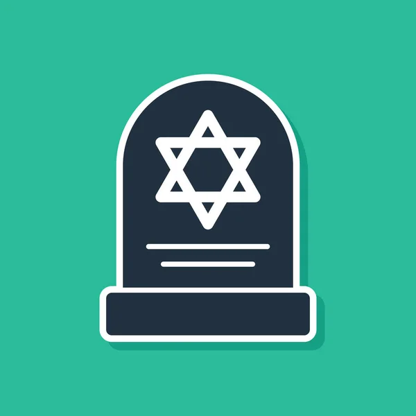 Голубой томик со звездой давидной иконы на зеленом фоне. Еврейский могильный камень. Значок надгробия. Векторная миграция — стоковый вектор