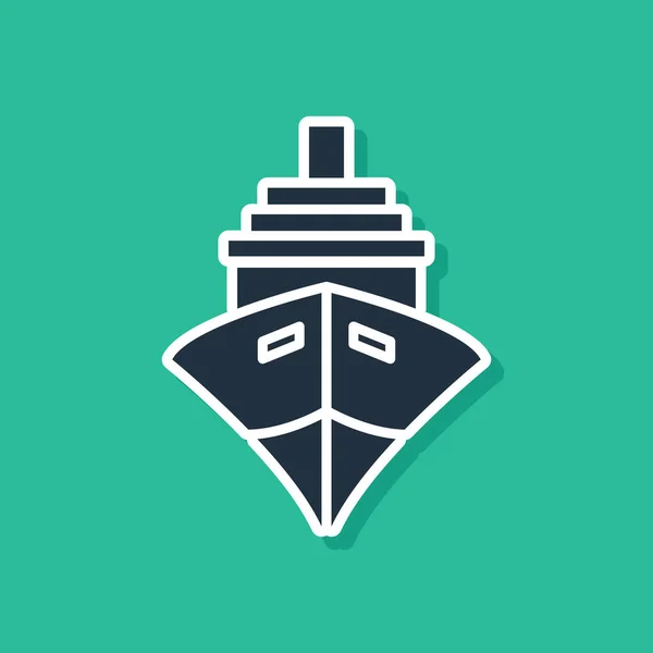 Kék Teherhajó ikon elszigetelt zöld alapon. Vektorillusztráció — Stock Vector