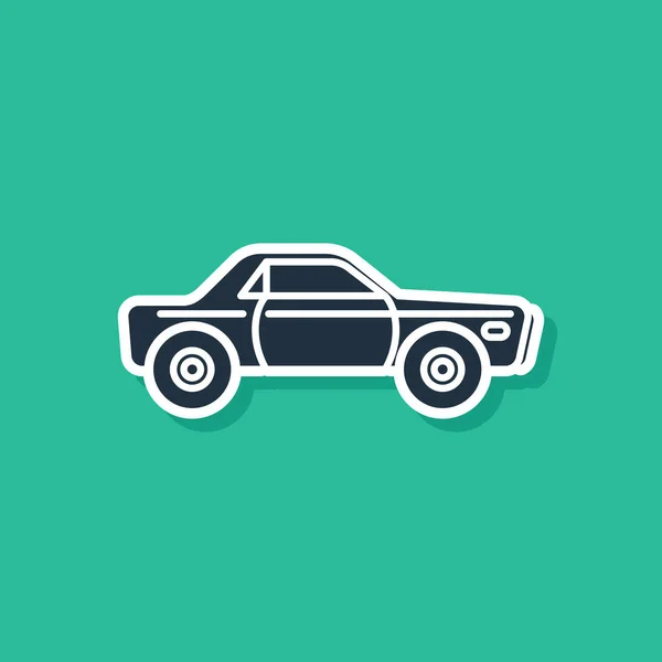 Icono de coche sedán azul aislado sobre fondo verde. Ilustración vectorial — Vector de stock