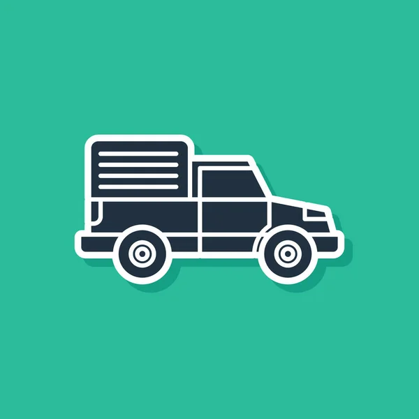 Blue Delivery cargo truck vehicle icon isolated on green background. Vector Illustration — Stock Vector