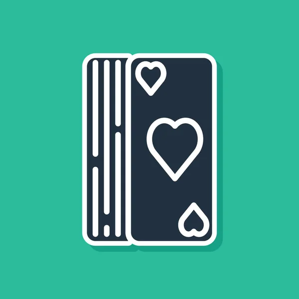 블 루 덱의 플레이 카드 아이콘은 녹색 배경에서 분리됩니다. 카지노 도박. 벡터 일러스트 — 스톡 벡터