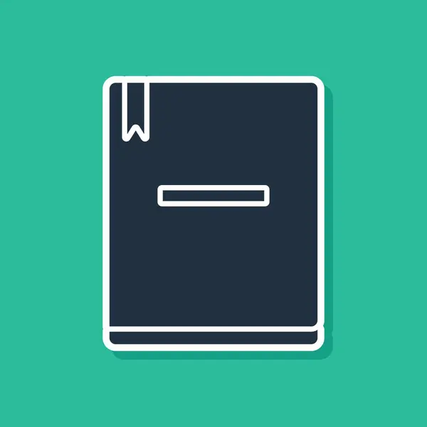 Blå anteckningsbok ikon isolerad på grön bakgrund. Spiral anteckningsblock ikon. Skolans anteckningsbok. Skrivblock. Dagbok för skolan. Vektor Illustration — Stock vektor