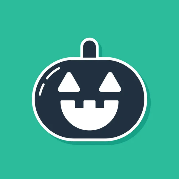 Ícone de abóbora azul isolado no fundo verde. Feliz festa de Halloween. Ilustração vetorial — Vetor de Stock