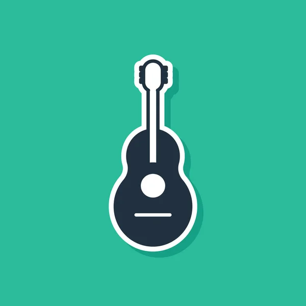 Blue Guitar icon isolated on green background. Acoustic guitar. String musical instrument. Vector Illustration — Stock Vector