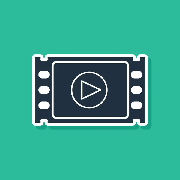 Icono Blue Play Video aislado sobre fondo verde. Película de tira con señal de juego. Ilustración vectorial — Archivo Imágenes Vectoriales