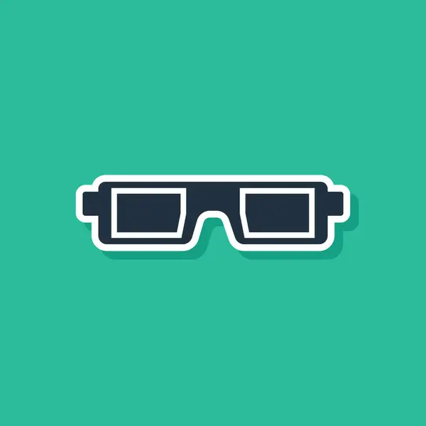 Icono de gafas de cine azul 3D aislado sobre fondo verde. Ilustración vectorial — Vector de stock