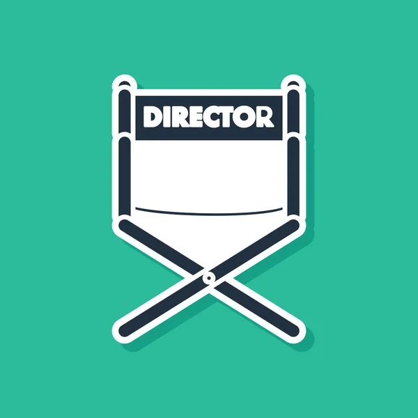 Niebieski Reżyser ikona krzesła filmowego izolowane na zielonym tle. Przemysł filmowy. Ilustracja wektora — Wektor stockowy