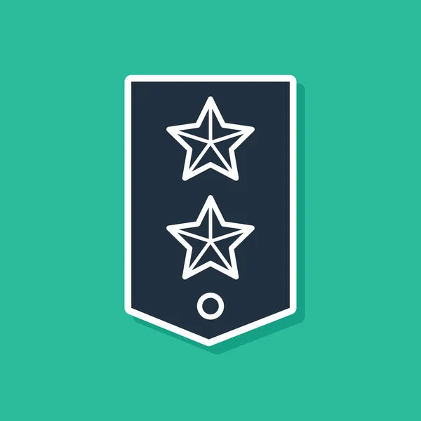 Icono azul de Chevron aislado sobre fondo verde. Signo de placa militar. Ilustración vectorial — Vector de stock