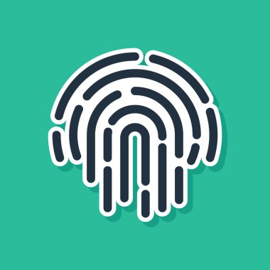 Yeşil arkaplanda mavi parmak izi simgesi izole edildi. Kimlik uygulama simgesi. Kimlik işareti. Kimliğe dokun. Vektör İllüstrasyonu
