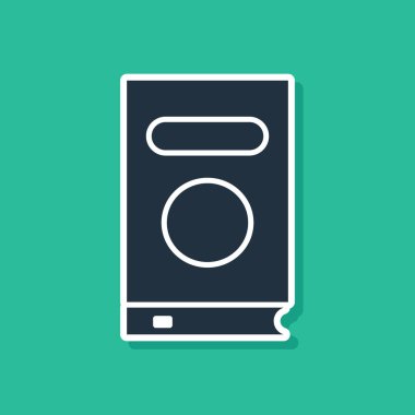 Mavi Kitap simgesi yeşil arkaplanda izole edildi. Vektör İllüstrasyonu