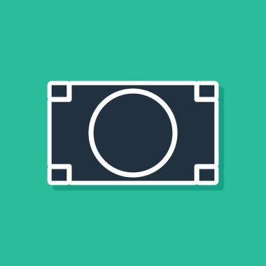 Mavi yığınları kağıt para nakit simgesi yeşil arka planda izole. Para banknotlar yığınları. Fatura para birimi. Vektör Illustration