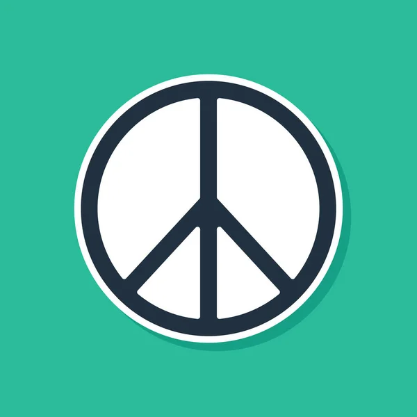Icône Blue Peace isolée sur fond vert. Symbole hippie de paix. Illustration vectorielle — Image vectorielle