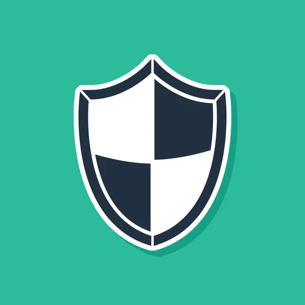 Ikona modrého štítu izolovaná na zeleném pozadí. Strážní znak. Zabezpečení, bezpečnost, ochrana, ochrana soukromí. Vektorová ilustrace — Stockový vektor
