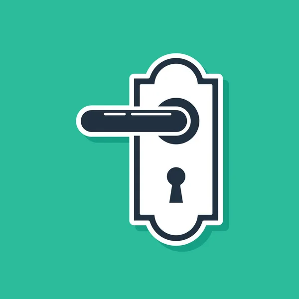 Blue Door handle icon isolated on green background. Door lock sign. Vector Illustration — Stock Vector