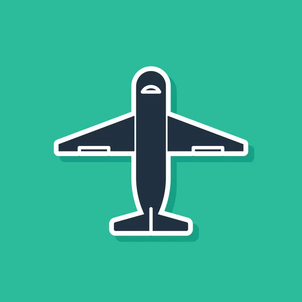 Icône Avion bleu isolé sur fond vert. Livraison, transport. Livraison du fret par avion. Avion avec colis, boîtes. Illustration vectorielle — Image vectorielle
