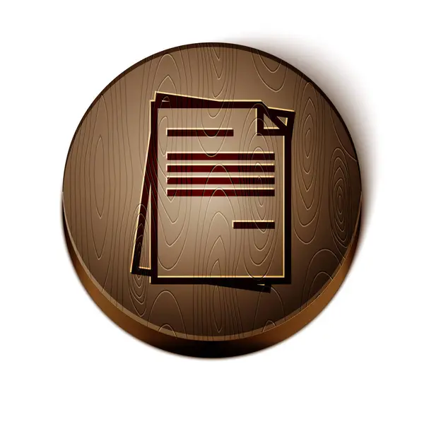 Brown line File document icon isolated on white background. Checklist icon. Business concept. Wooden circle button. Vector Illustration — Stock Vector