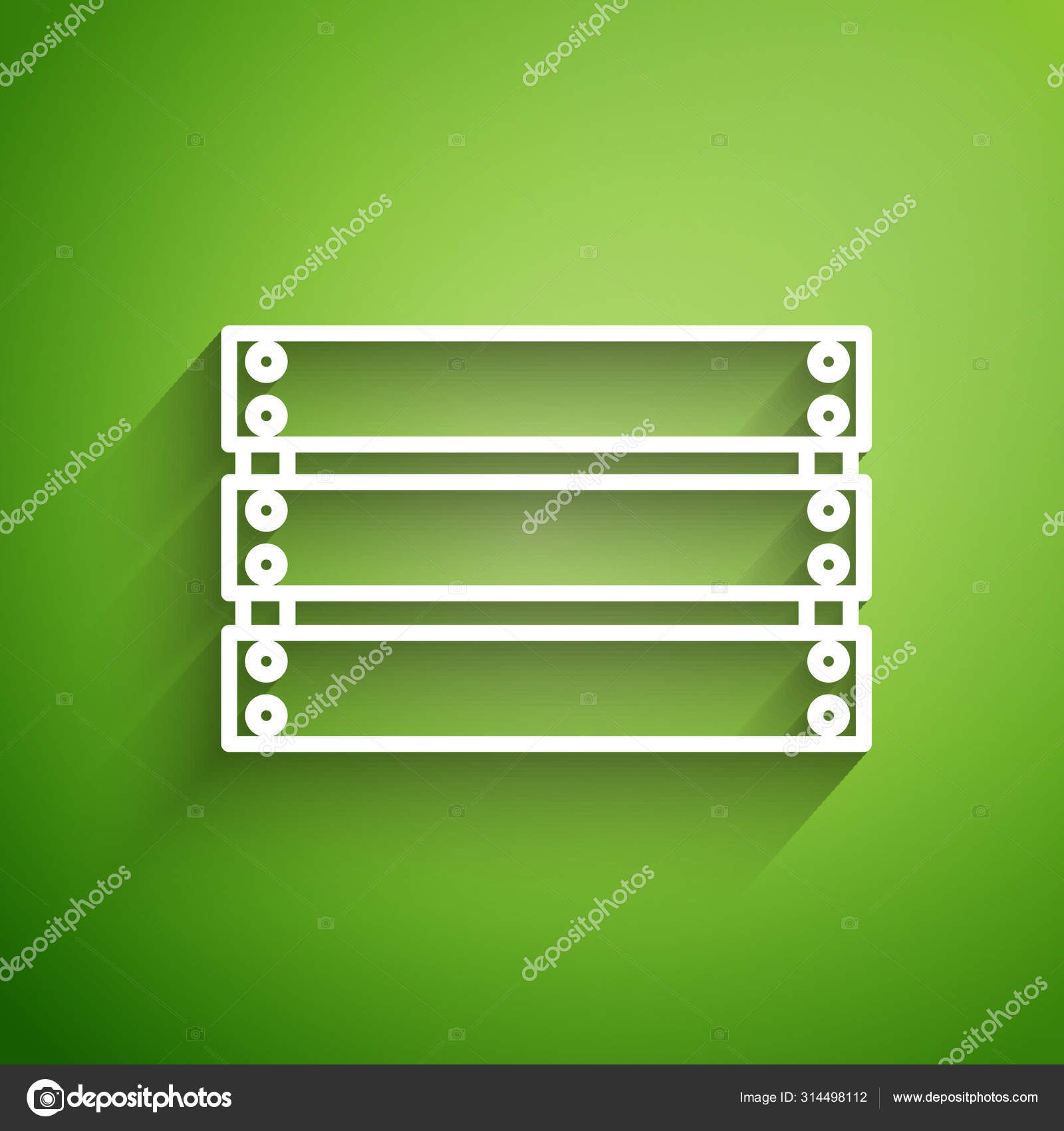 緑の背景に隔離された白いラインの木製の箱のアイコン 食料品の