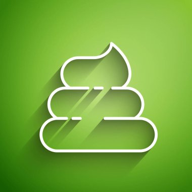 White line Shit icon isolated on green background. Vector Illustration