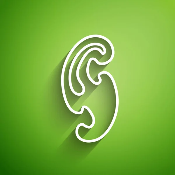 Línea blanca Icono de curvas francesas aislado sobre fondo verde. Equipo de costura. Ilustración vectorial — Archivo Imágenes Vectoriales