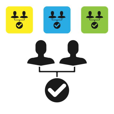 Siyah Proje ekip taban simgesi beyaz arkaplanda izole edildi. İş analizi ve planlama, danışmanlık, takım çalışması, proje yönetimi. Renkli kare düğmeleri ayarlayın. Vektör İllüstrasyonu
