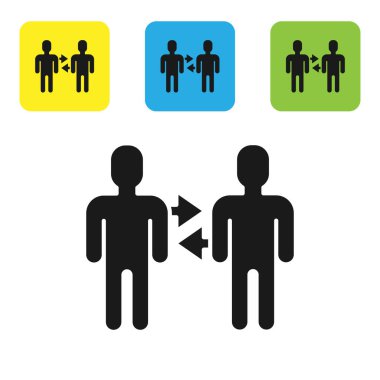 Siyah Proje ekip taban simgesi beyaz arkaplanda izole edildi. İş analizi ve planlama, danışmanlık, takım çalışması, proje yönetimi. Renkli kare düğmeleri ayarlayın. Vektör İllüstrasyonu