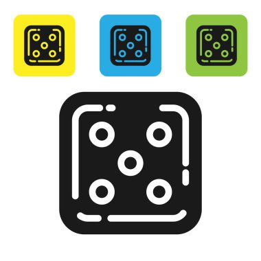 Black Game dice icon isolated on white background. Casino gambling. Set icons colorful square buttons. Vector Illustration