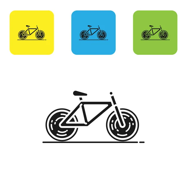 Black Bicycle icon isolated on white background. Bike race. Extreme sport. Sport equipment. Set icons colorful square buttons. Vector Illustration — Stock Vector