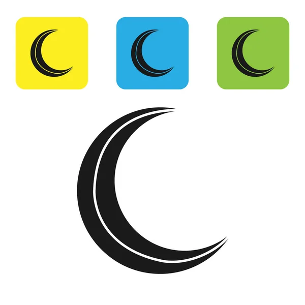Lua Negra e estrelas ícone isolado no fundo branco. Definir ícones coloridos botões quadrados. Ilustração vetorial — Vetor de Stock