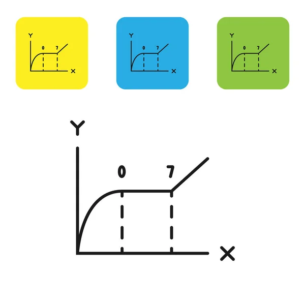 Black Pie Diagramm Infografik Symbol isoliert auf weißem Hintergrund. Diagrammdiagramm Zeichen. setzen Symbole bunte quadratische Tasten. Vektorillustration — Stockvektor