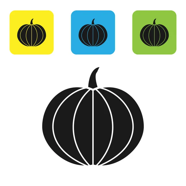 Schwarzes Kürbissymbol isoliert auf weißem Hintergrund. fröhliche Halloween-Party. setzen Symbole bunte quadratische Tasten. Vektorillustration — Stockvektor
