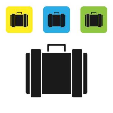 Beyaz arka planda izole edilmiş siyah askeri mühimmat kutusu. Renkli kare düğmeleri ayarlayın. Vektör İllüstrasyonu