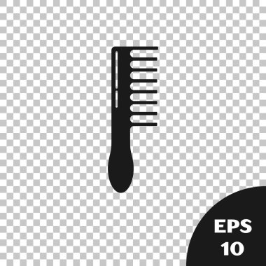 Siyah Hairbrush simgesi şeffaf arkaplanda izole edildi. Taraklı saç işareti. Berber sembolü. Vektör İllüstrasyonu