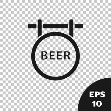 Şeffaf arkaplanda izole edilmiş bira ikonu yazılı Siyah Sokak tabelası. Reklamlar için uygun bar, kafe, bar, restoran. Vektör İllüstrasyonu