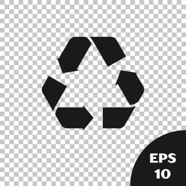 Şeffaf arkaplanda Siyah Geri Dönüşüm sembolü simgesi izole edildi. Dairesel ok simgesi. Çevre geri dönüşümü yeşile döner. Vektör İllüstrasyonu