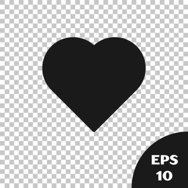 Şeffaf arkaplanda kalp sembolü simgesi olan siyah oyun kartı. Kumarhane kumarı. Vektör İllüstrasyonu