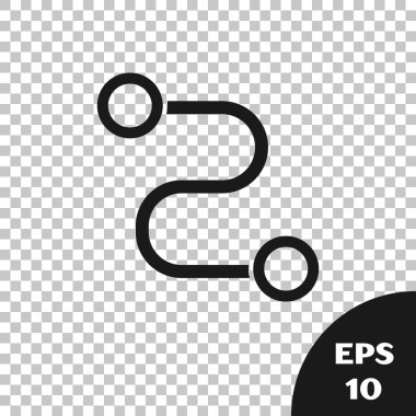 Siyah Yol konum simgesi şeffaf arkaplanda izole edildi. Harita işaretçisi işareti. Yol ya da yol kavramı. GPS navigatörü. Vektör İllüstrasyonu