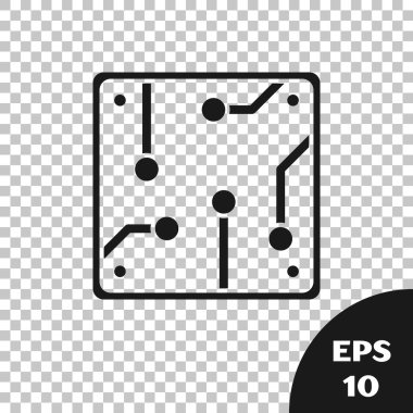 Siyah İşlemci simgesi şeffaf arkaplanda izole edildi. İşlemci, merkezi işlem birimi, mikroçip, mikro devre, bilgisayar işlemcisi, çip. Vektör İllüstrasyonu